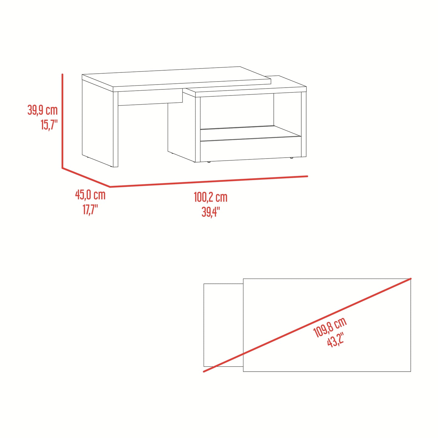 Mesa De Centro Kaia 40X100X45 Rta Wengue Mamba