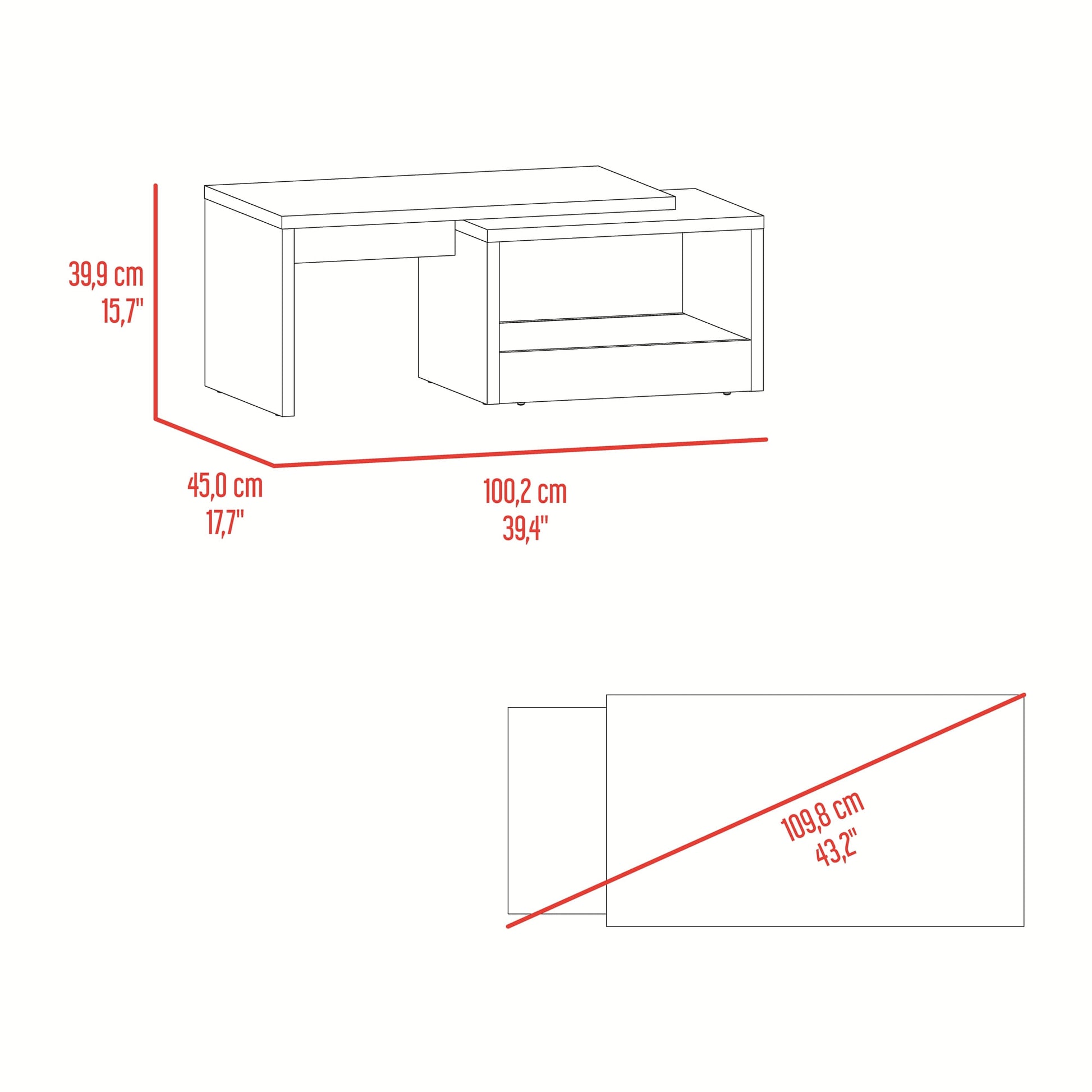 Mesa De Centro Kaia 40X100X45 Rta Wengue Mamba