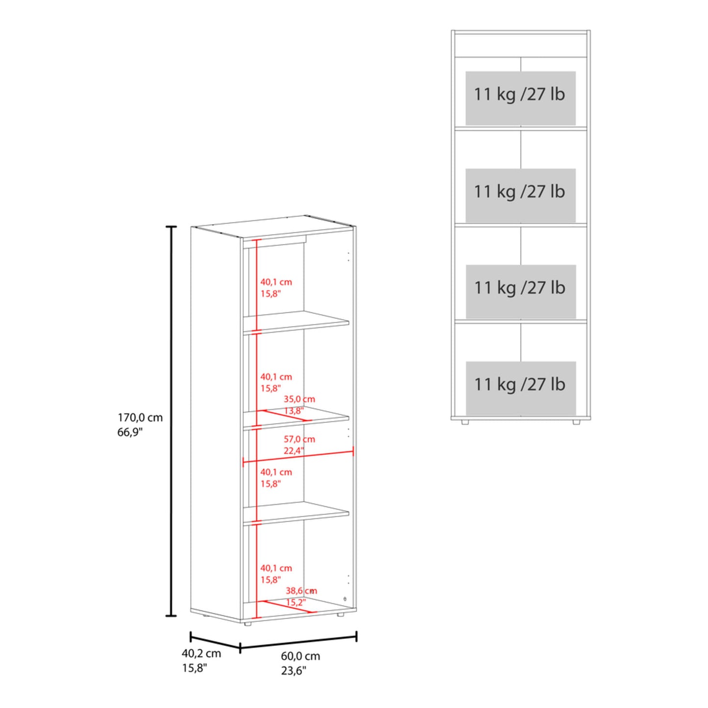 Closet 2 Puertas Tuhogar 170X60X40 Rta Fresno Blanco Zf
