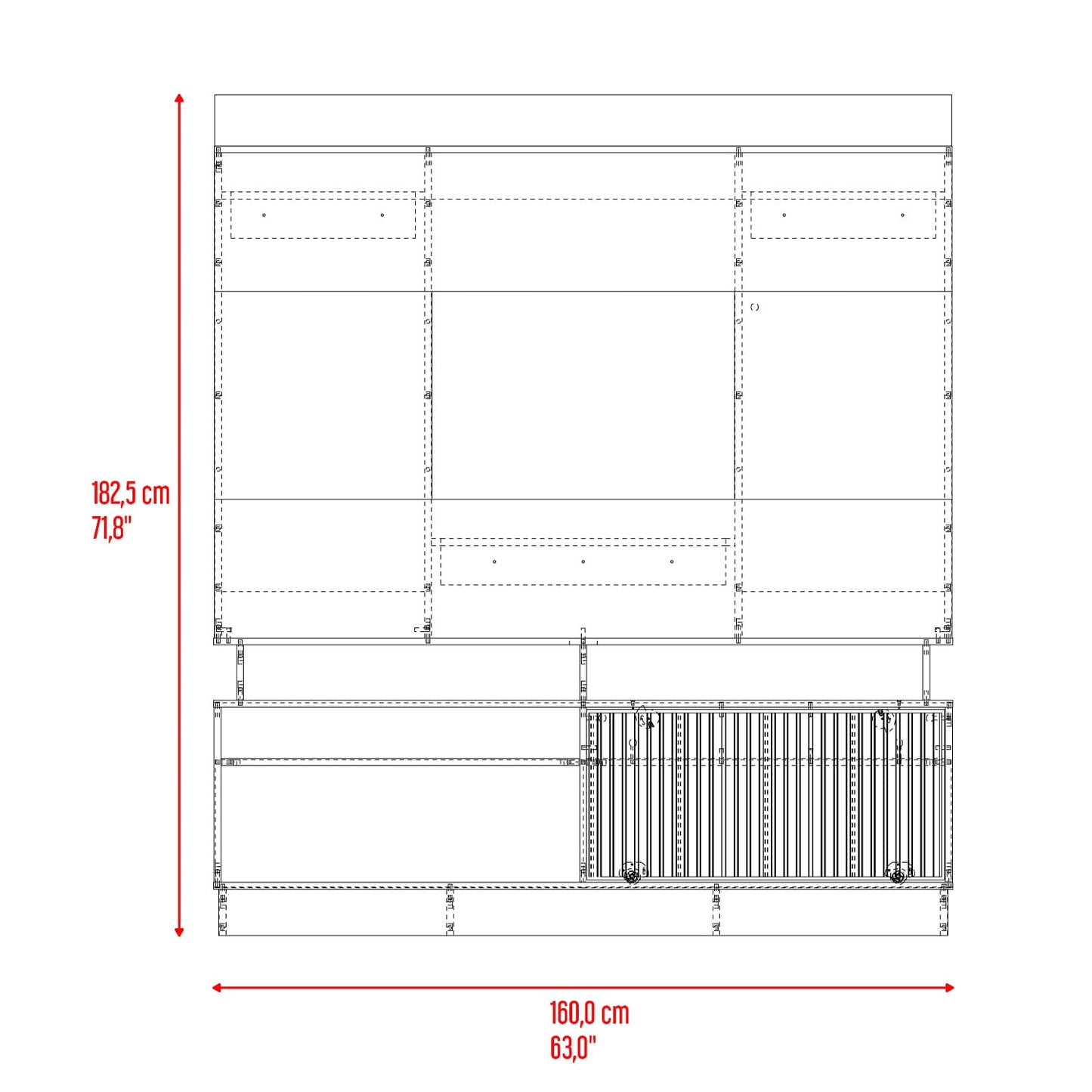 Centro De Tv 70" Thun 182X160X35 Rta Blanco Bardolino