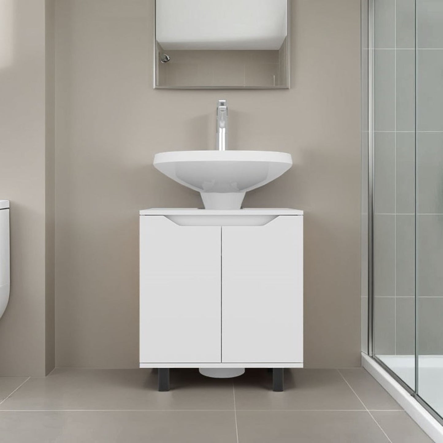 Mueble Lavamos De Pedestal Marlo 63X55X41 Rta Blanco