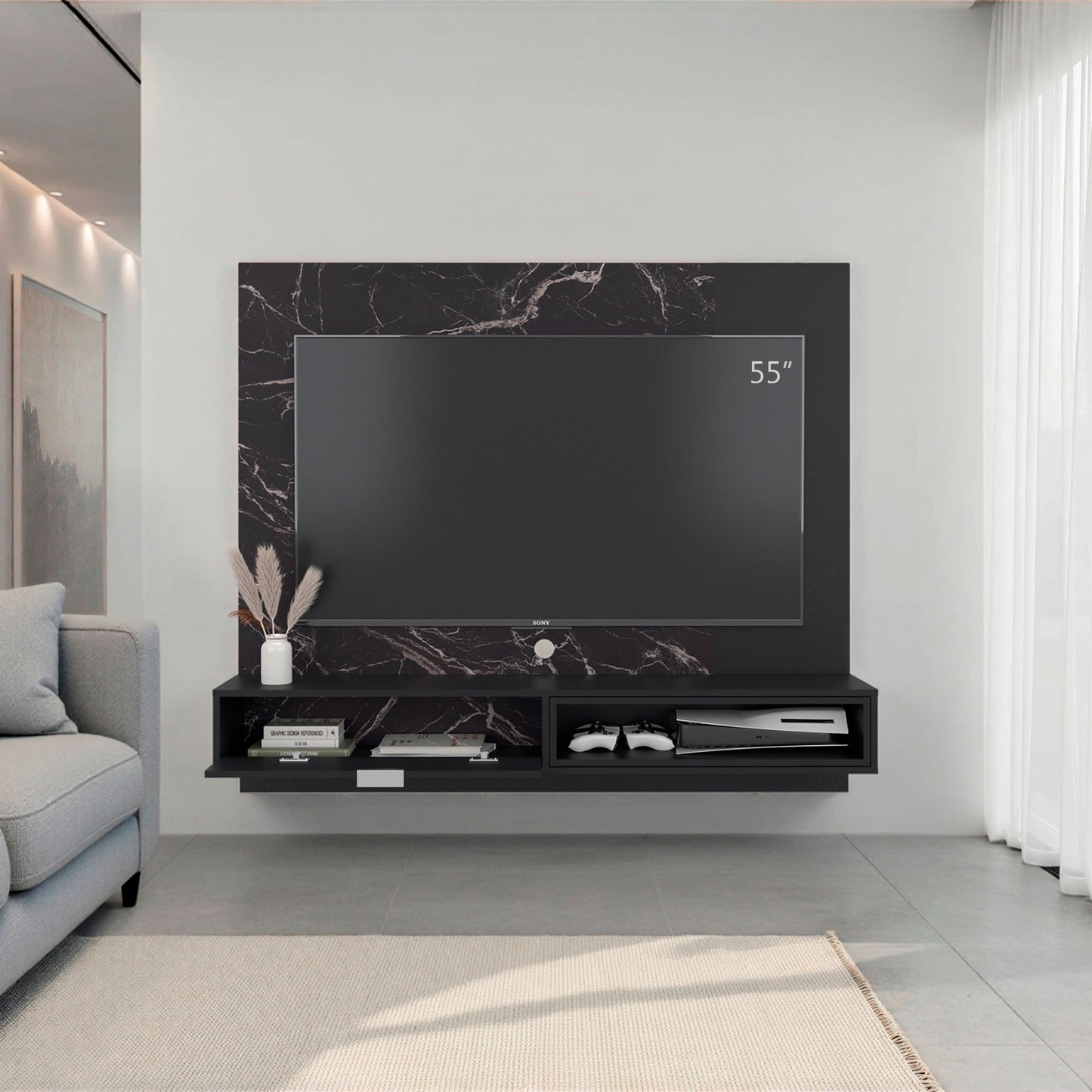 Panel De Tv Funes 130X150X33 Rta Mamba Wengue