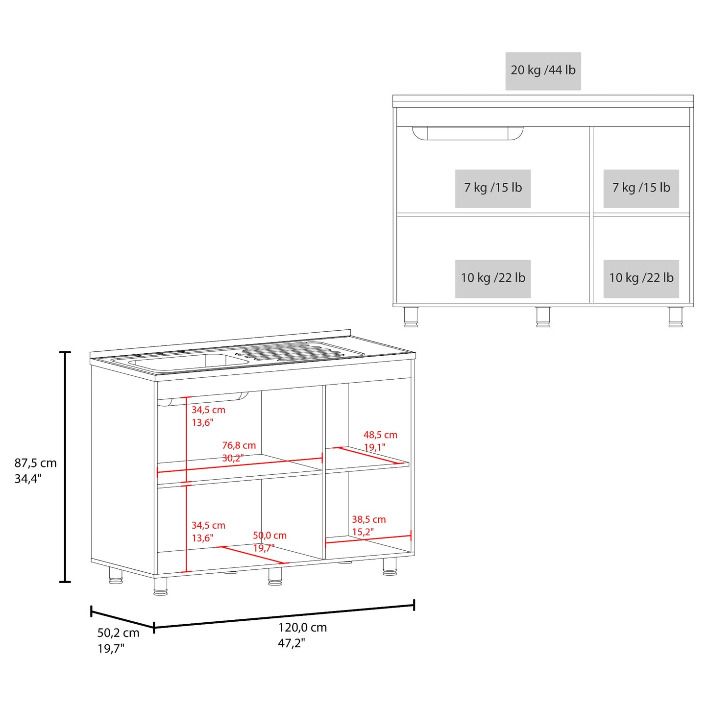 Mueble Inferior De Cocina Napoles 90X120X50 Rta Wengue Zf