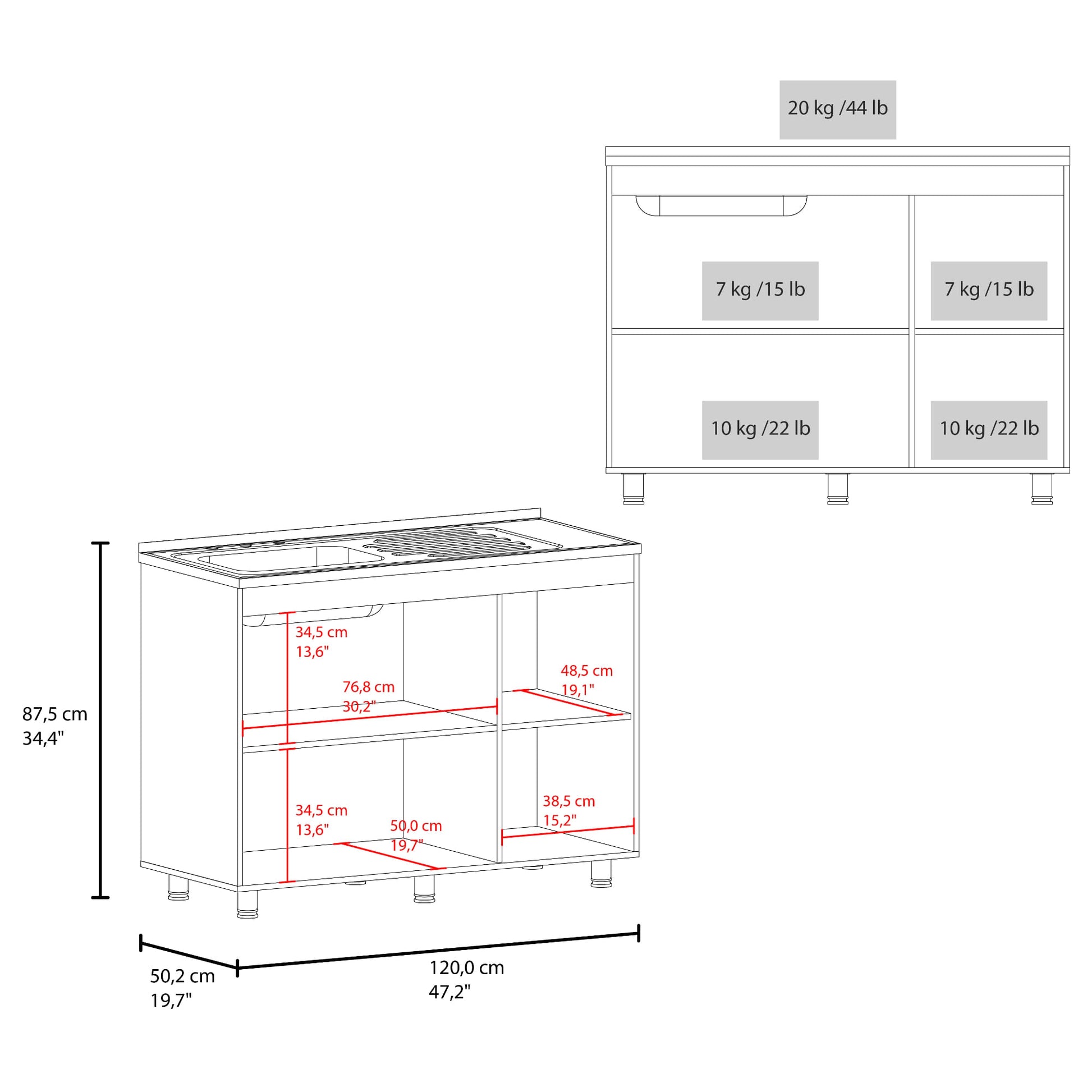 Mueble Inferior De Cocina Napoles 90X120X50 Rta Wengue Zf