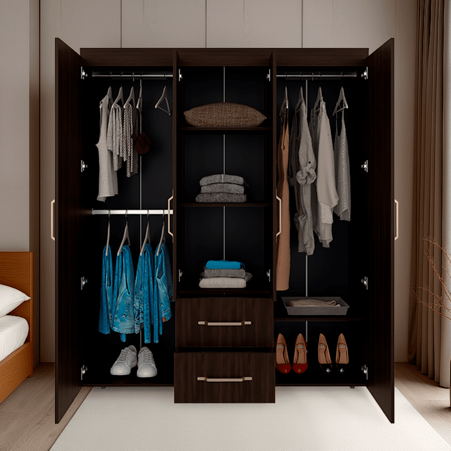Closet Bariloche Eco 177X150X50 Rta Kronos Nogal Zf