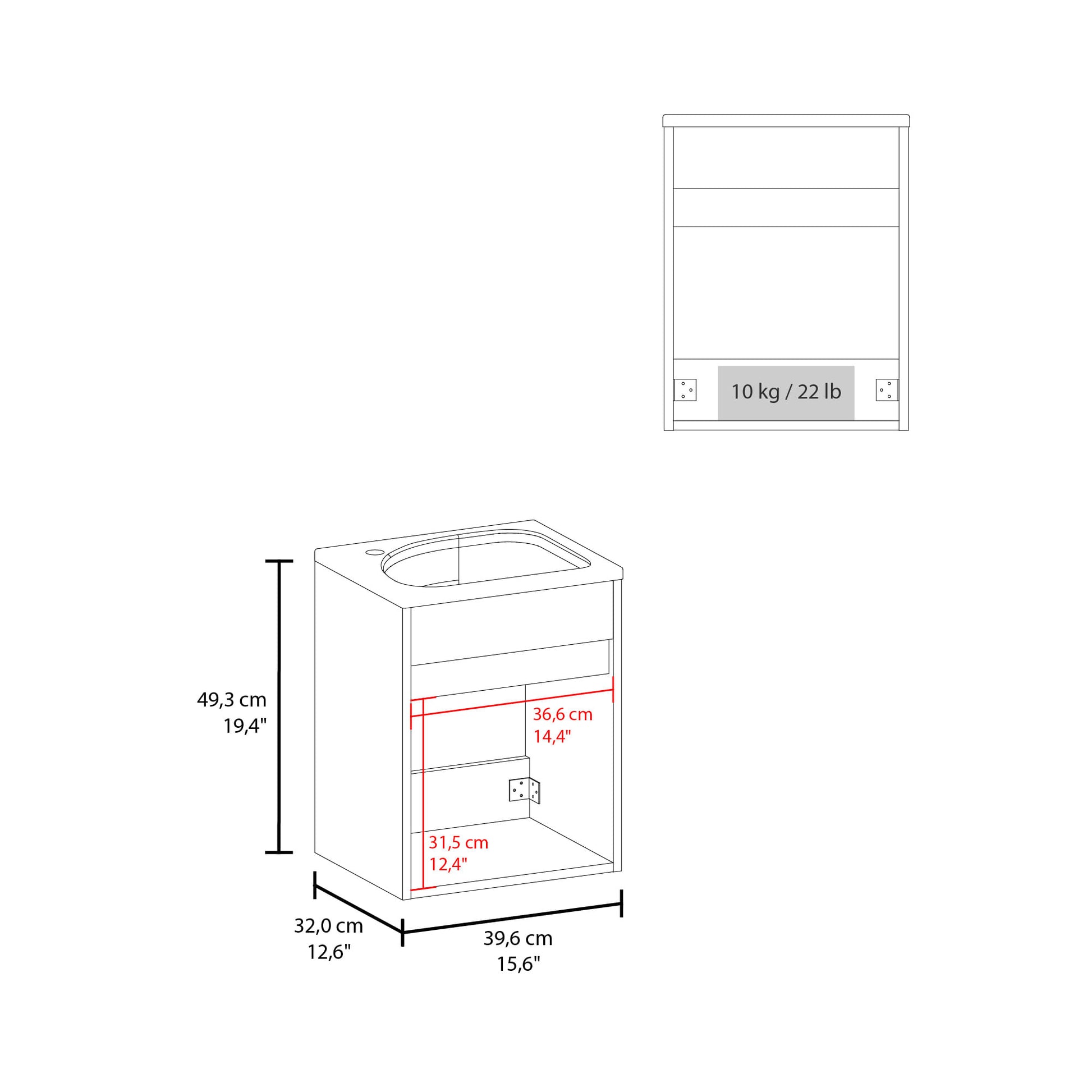 Mueble De Baño Furman 49X39X32 Rta Blanco Mqz Zf