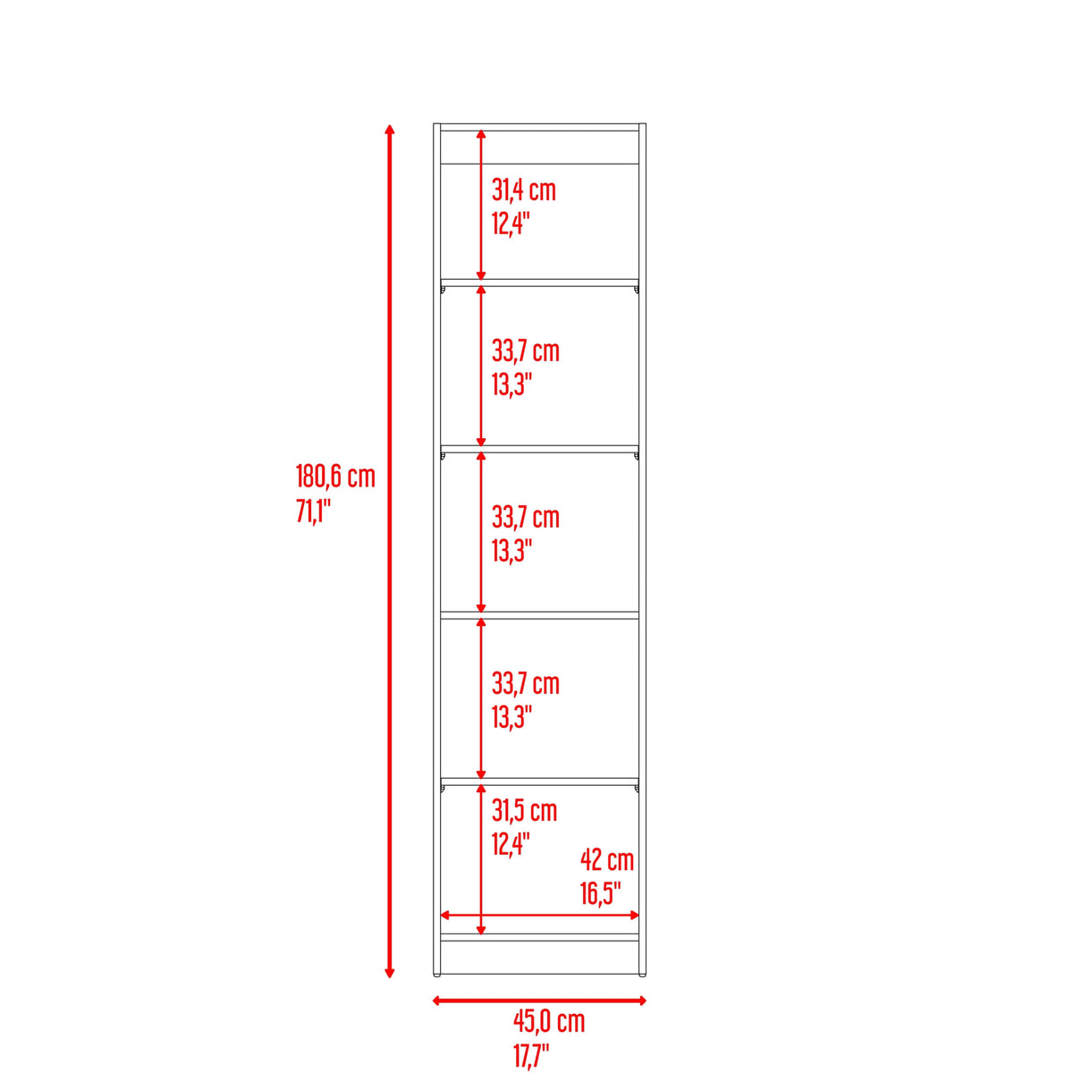 Estante Home E2 5 Espacios 180 X 45 Rta Macadamia Blanco N/A