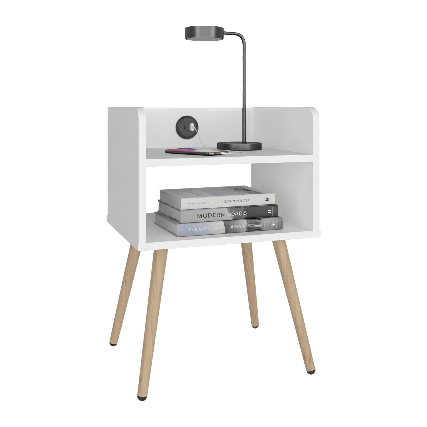 Mesa De Noche Didi Usb 58X40X34 Rta Blanco Zf