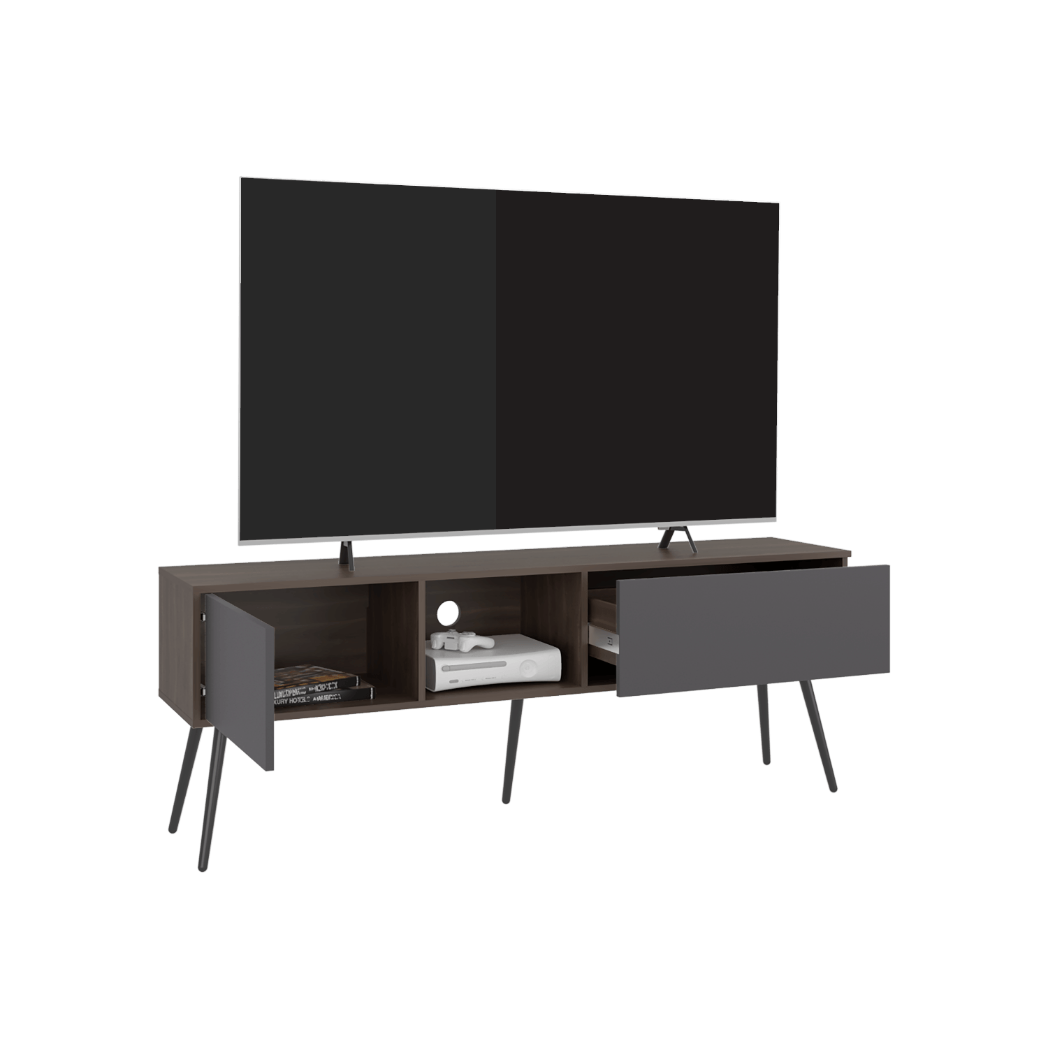 Mesa De Tv 70" Zurich 58X158X35 Rta Milan Plomo