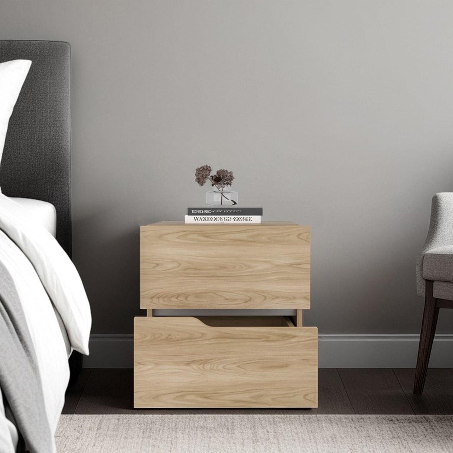 Mesa De Noche Bonnie 50X45X40 Rta Fresno Blanco