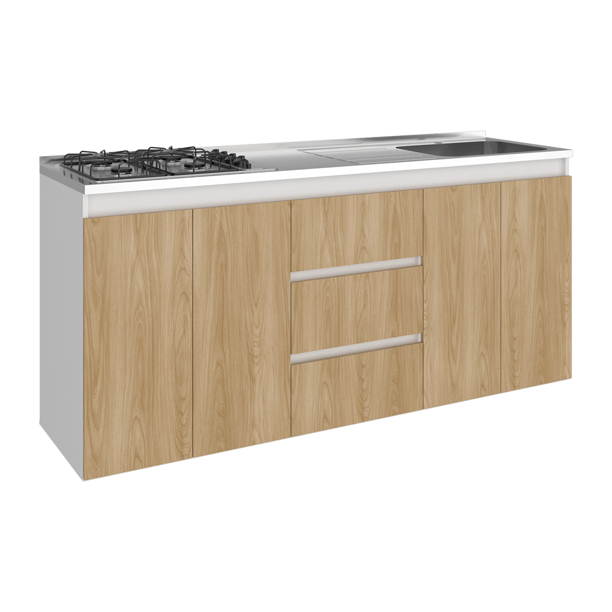 Mueble Inferior Cocina Derecho Boreal 89X179X50 Rta Fresno Blanco