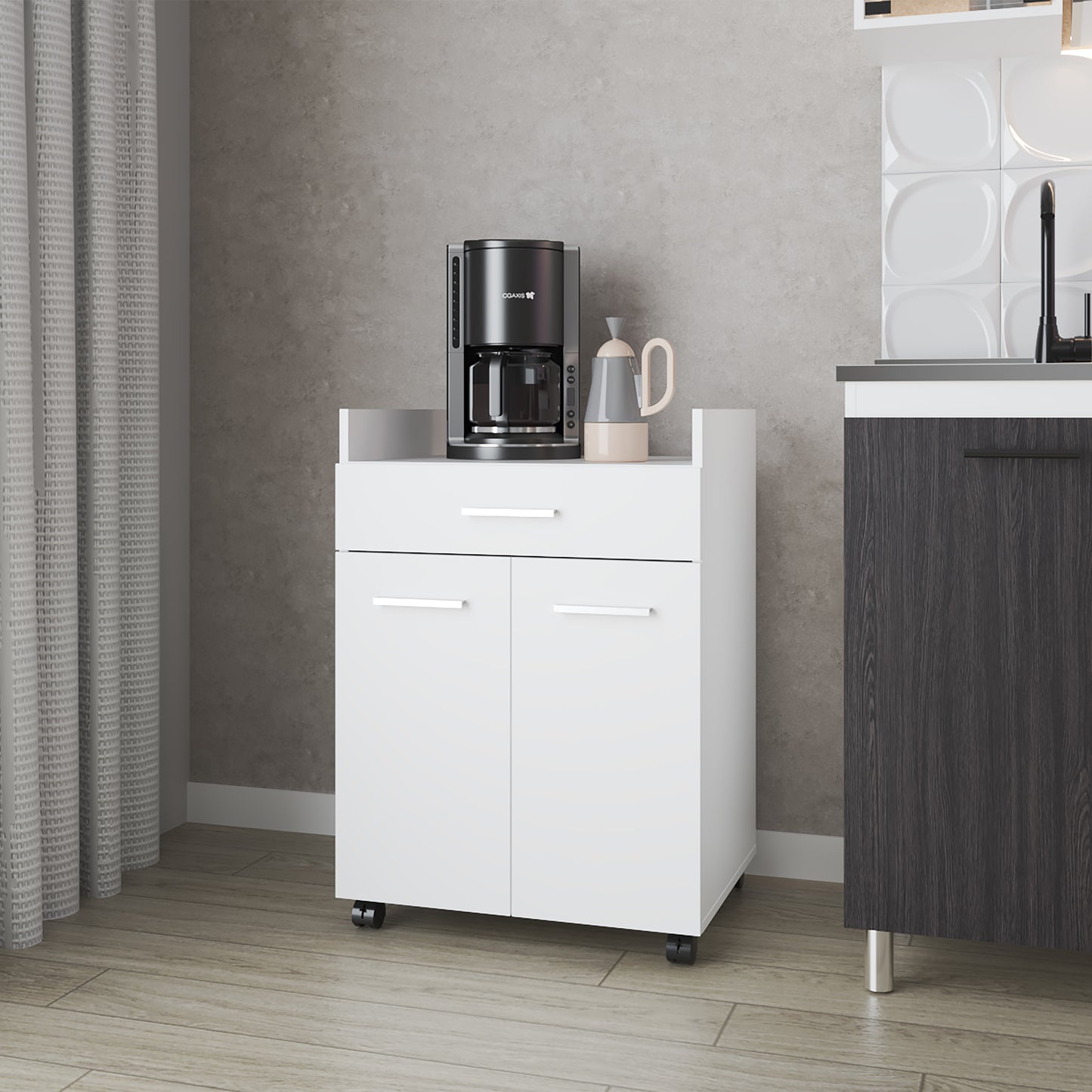 Auxiliar De Cocina Movil Glover 83X60X47 Rta Blanco Zf