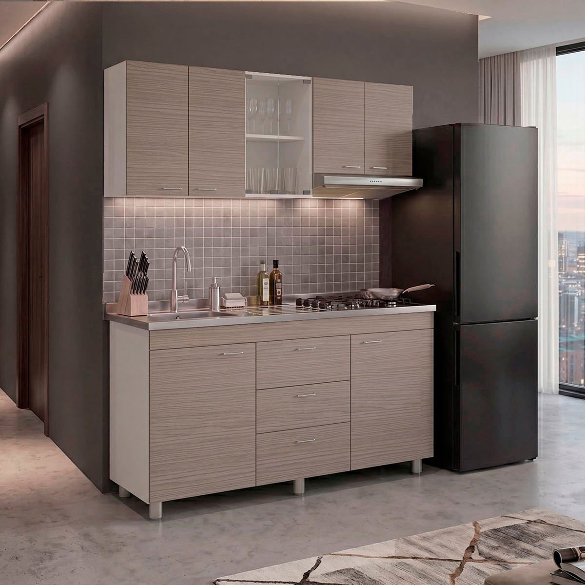 Cocina 150 Lumina Izq 60X150X31 Rta Blanco Positano