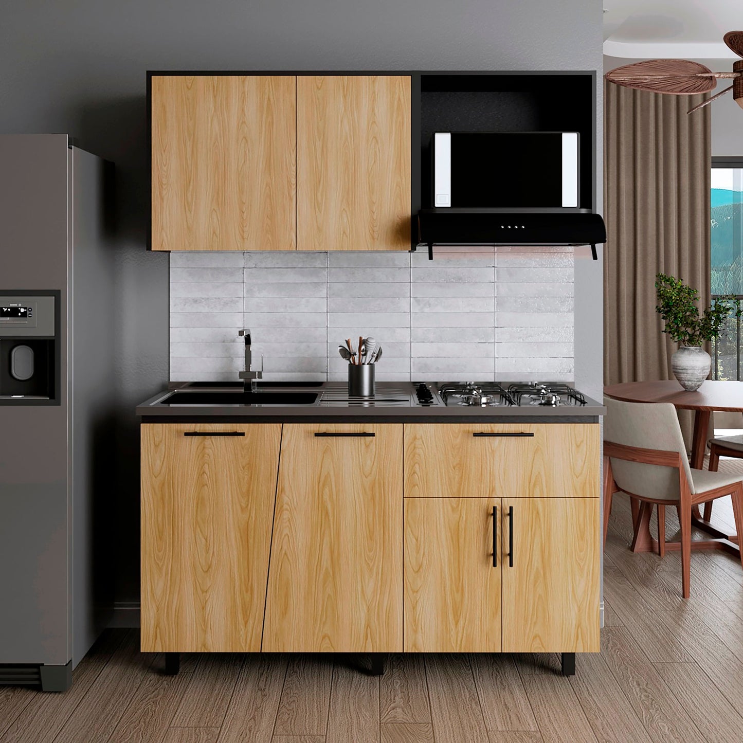 Cocina 150 Emilia 60X150X35 Rta Fresno Eu Wengue