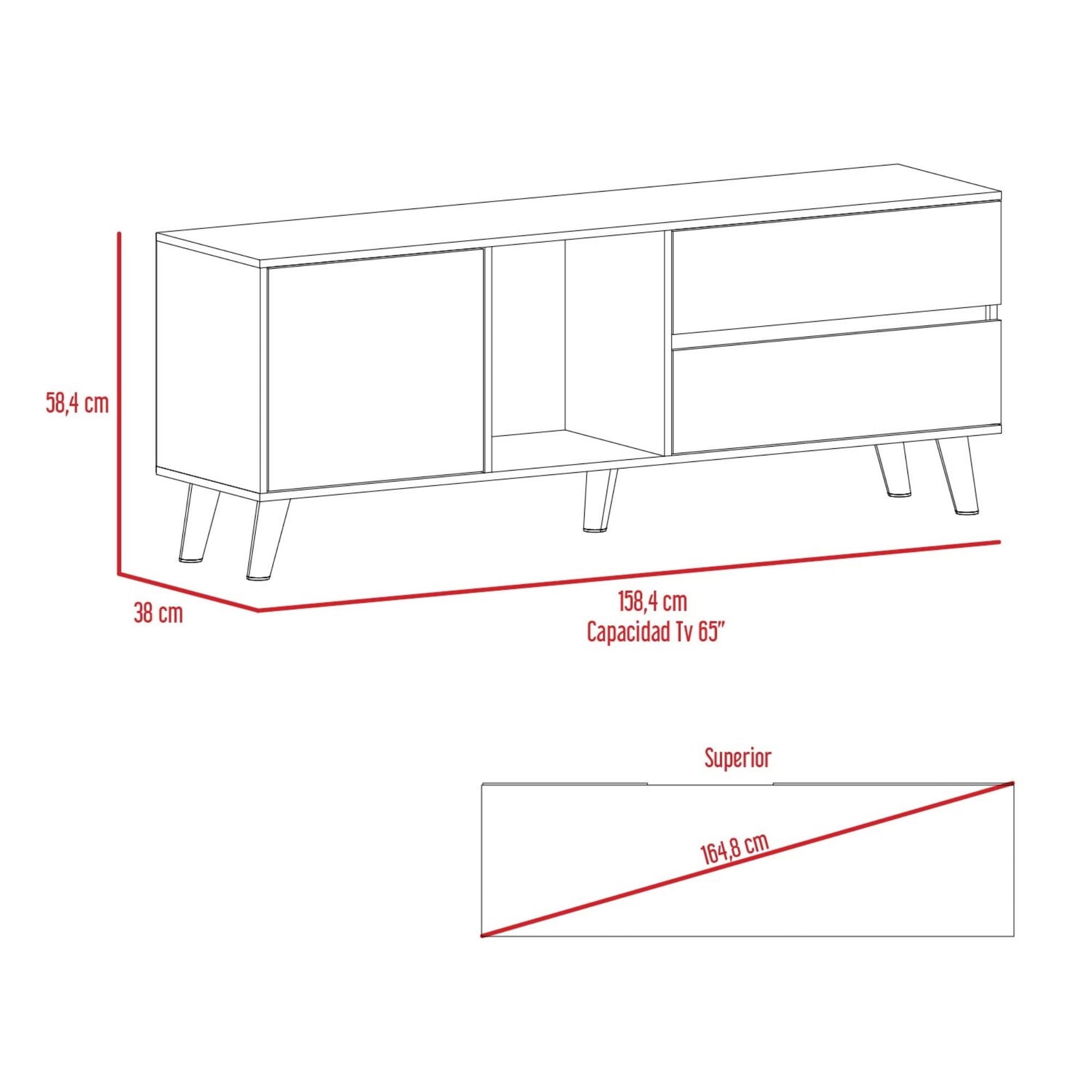 Rack Para Tv Salem 58X158X38 Rta Fresno Plomo