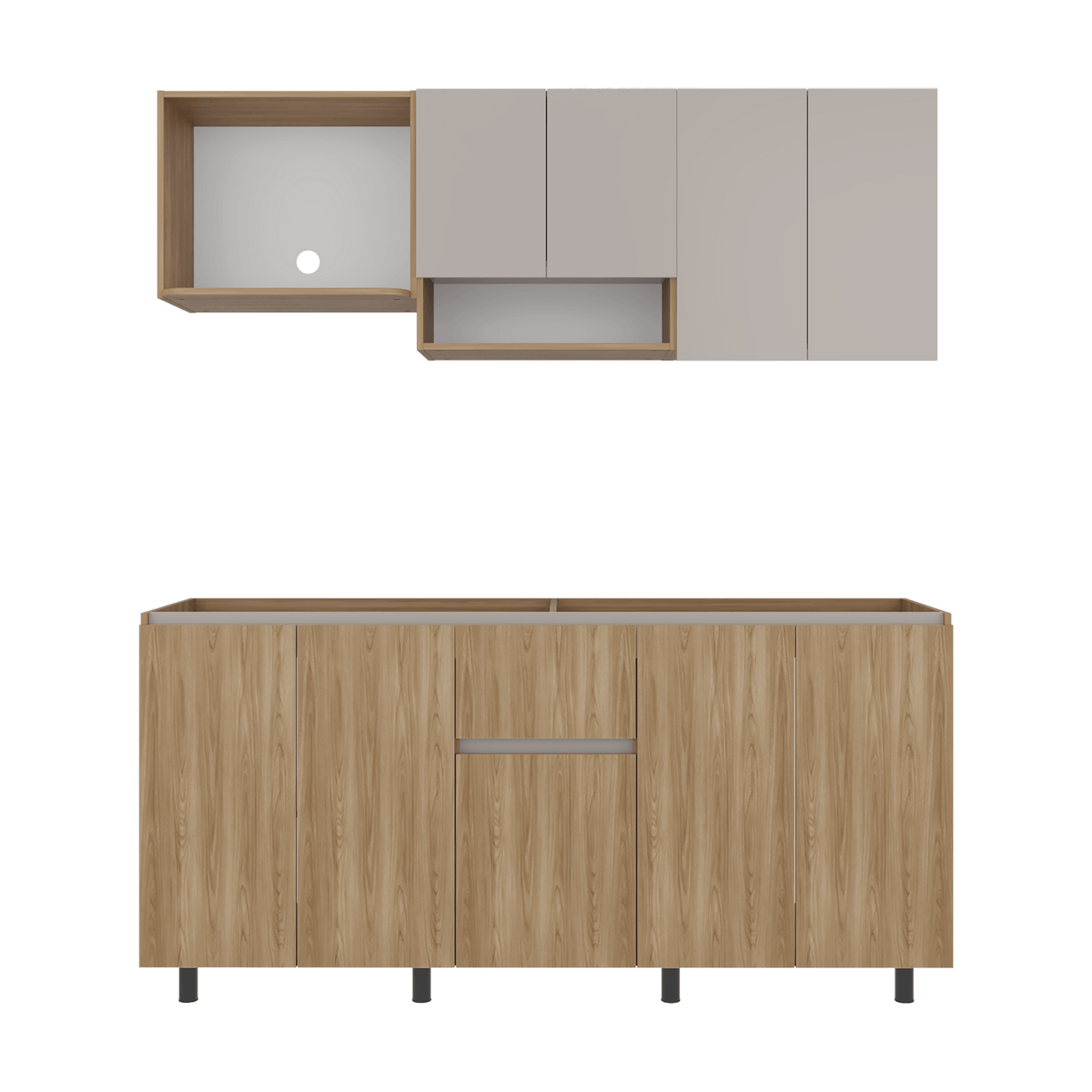 Cocina Frank Para Mesón Derecho 200X180X50 Rta Fresno Eu Capri