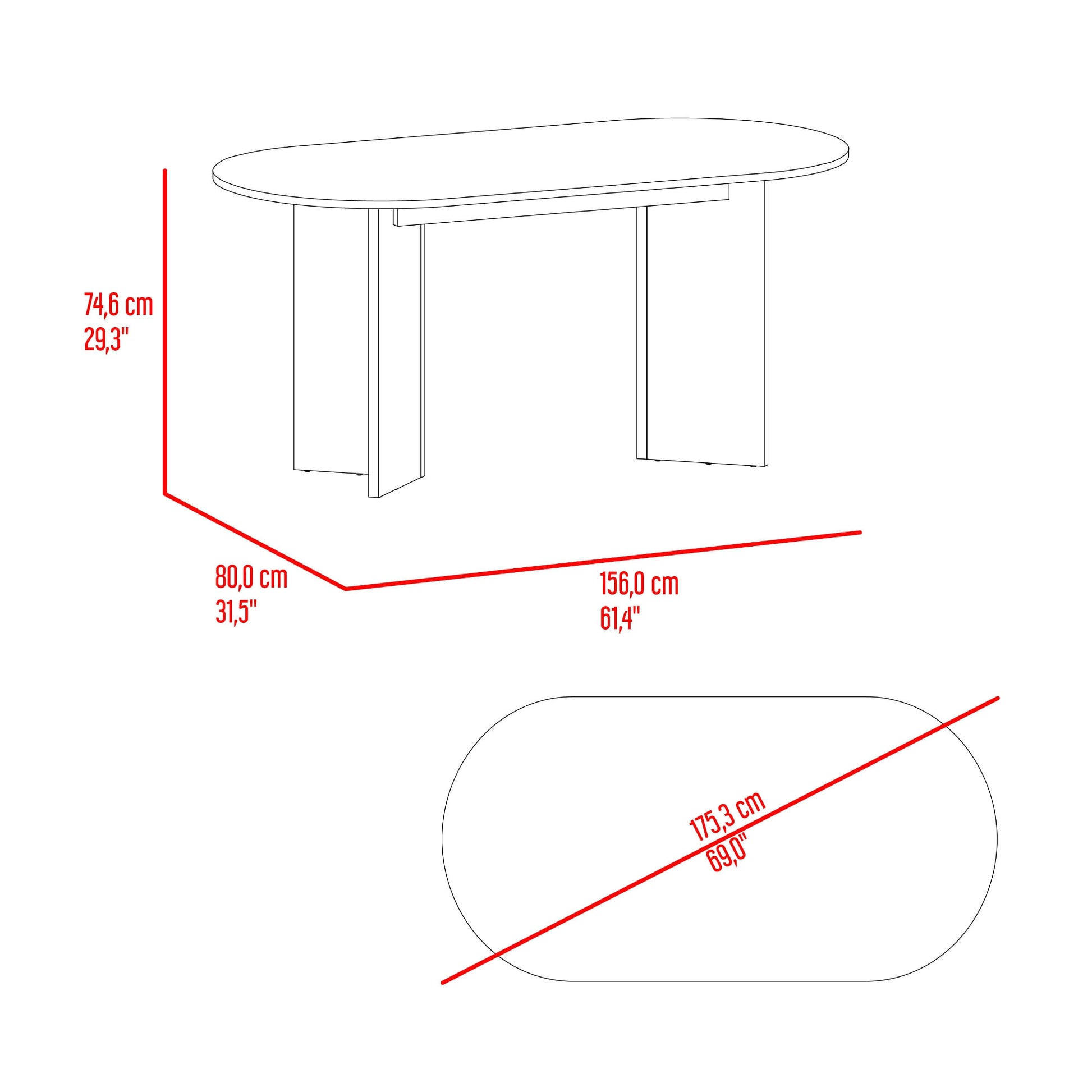 Comedor Ted 74X156X80 Rta Fresno