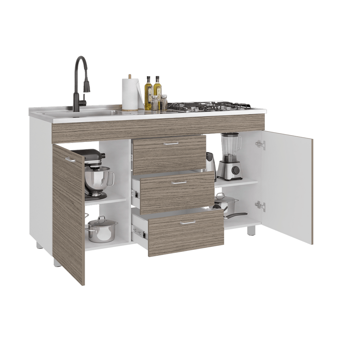 Mueble Inferior De Cocina Izq Lumina 84X150X52 Rta Blanco Positano