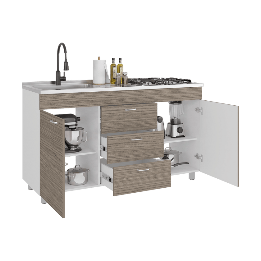 Mueble Inferior De Cocina Izq Lumina 84X150X52 Rta Blanco Positano