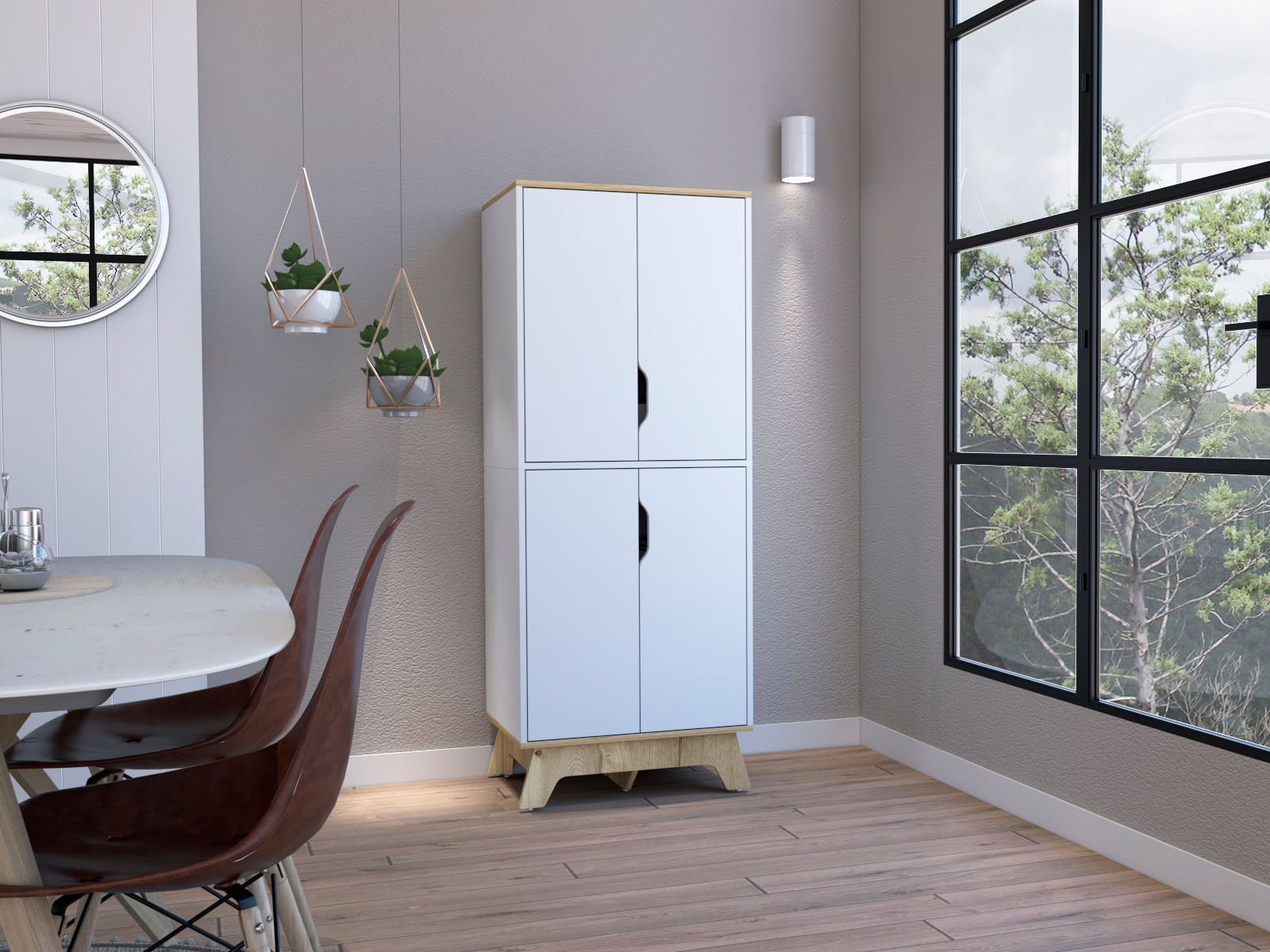 Alacena De Cocina Bi Color 4P 150 X 60 Rta Blanco Duna
