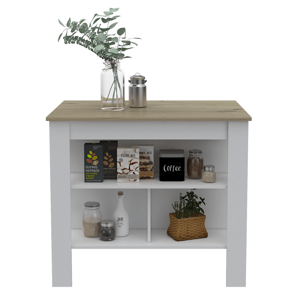 Cala Kitchen Island White/Light Oak Zf