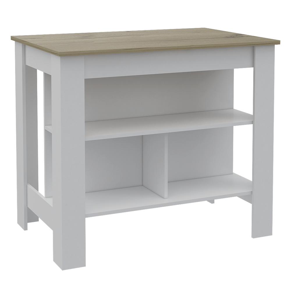 Cala Kitchen Island White/Light Oak Zf