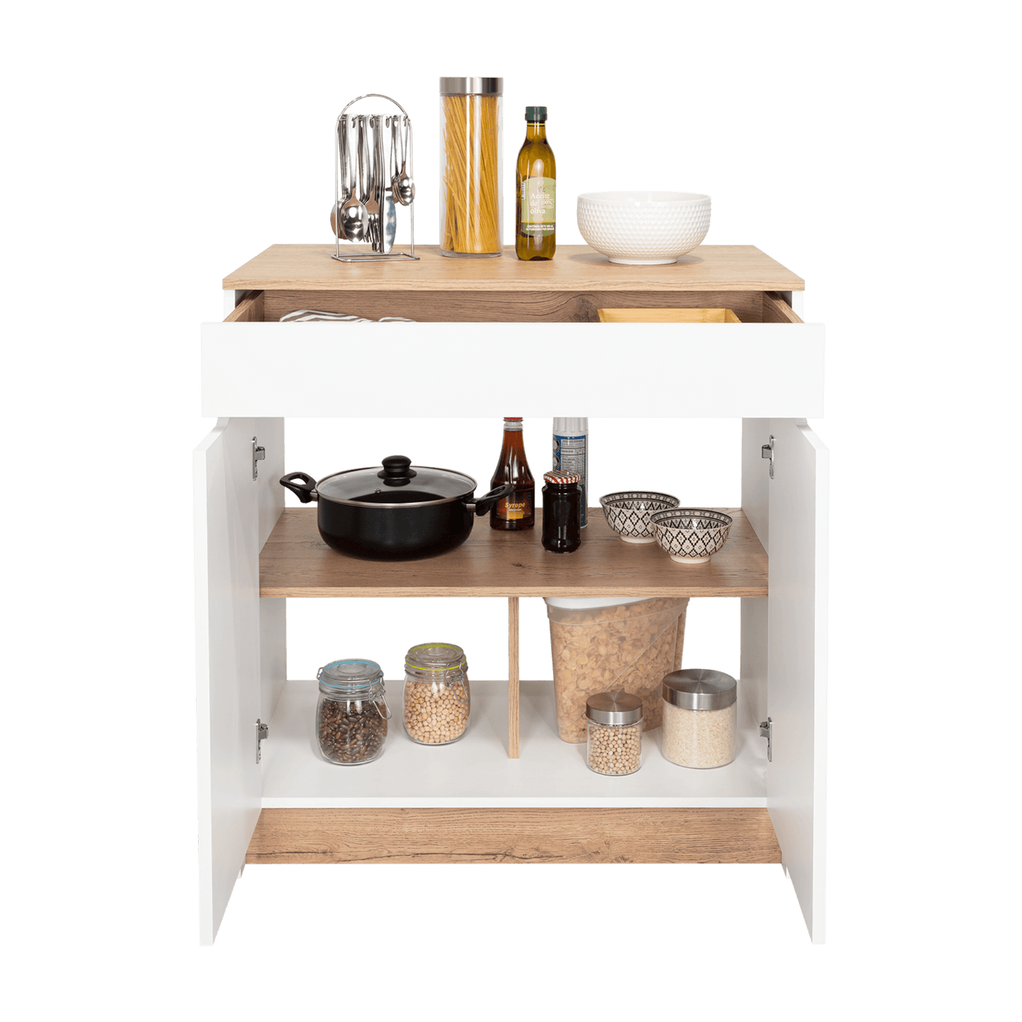 Mueble Inferior Cocina Soler 89X80 Rta Blanco Macadamia
