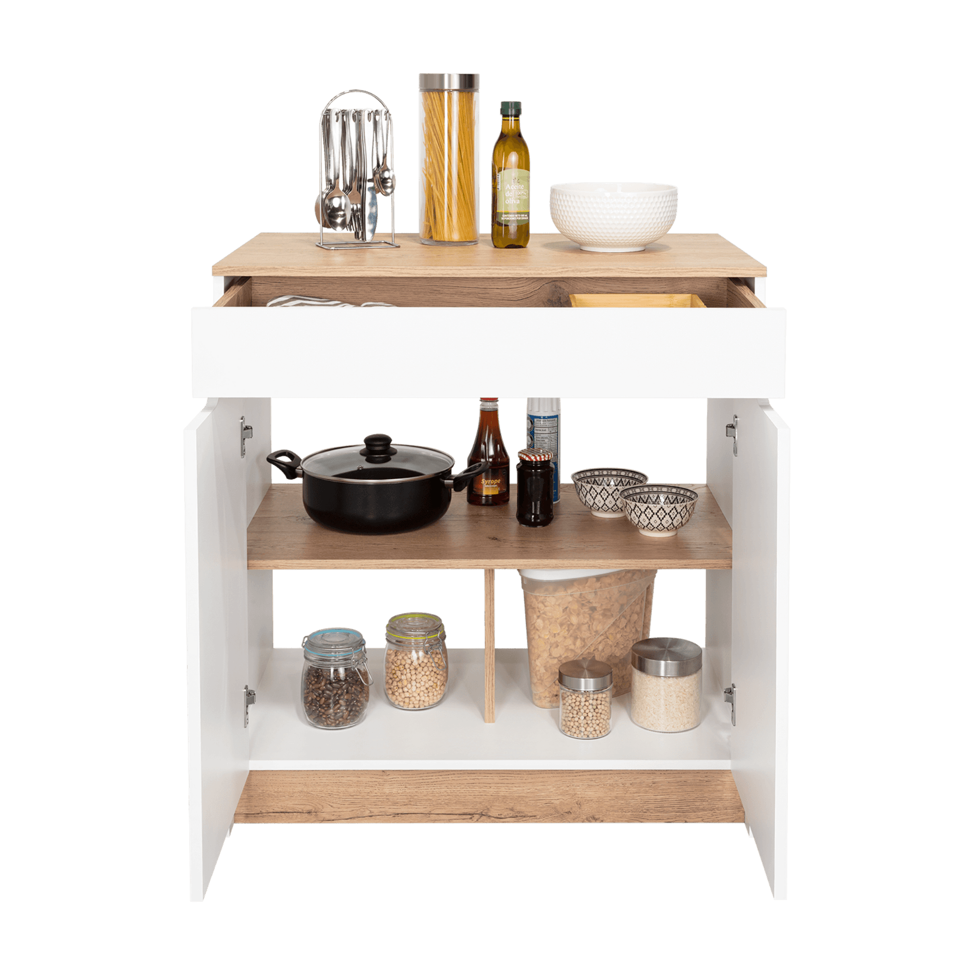 Mueble Inferior Cocina Soler 89X80 Rta Blanco Macadamia