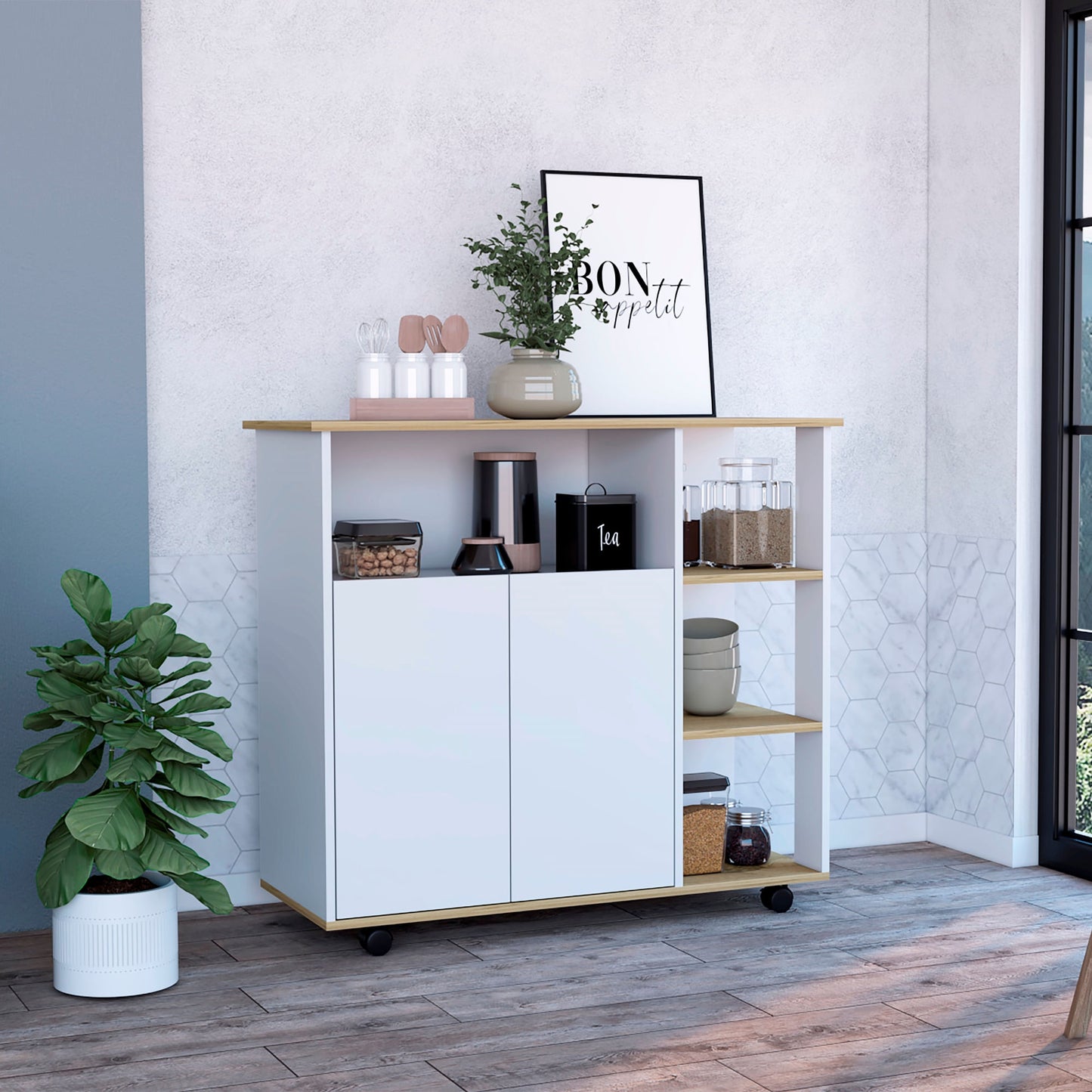 Meson De Cocina Bicolor 2P Rta Blanco Duna