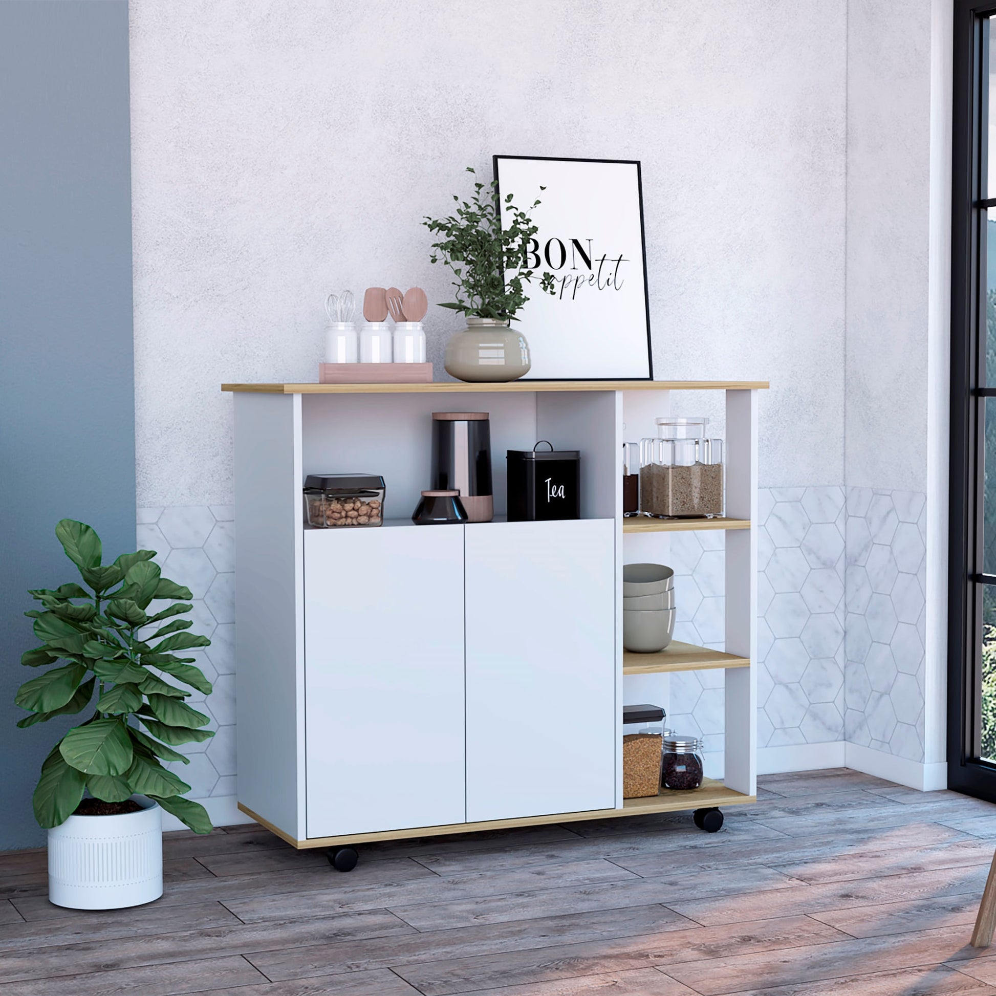 Meson De Cocina Bicolor 2P Rta Blanco Duna