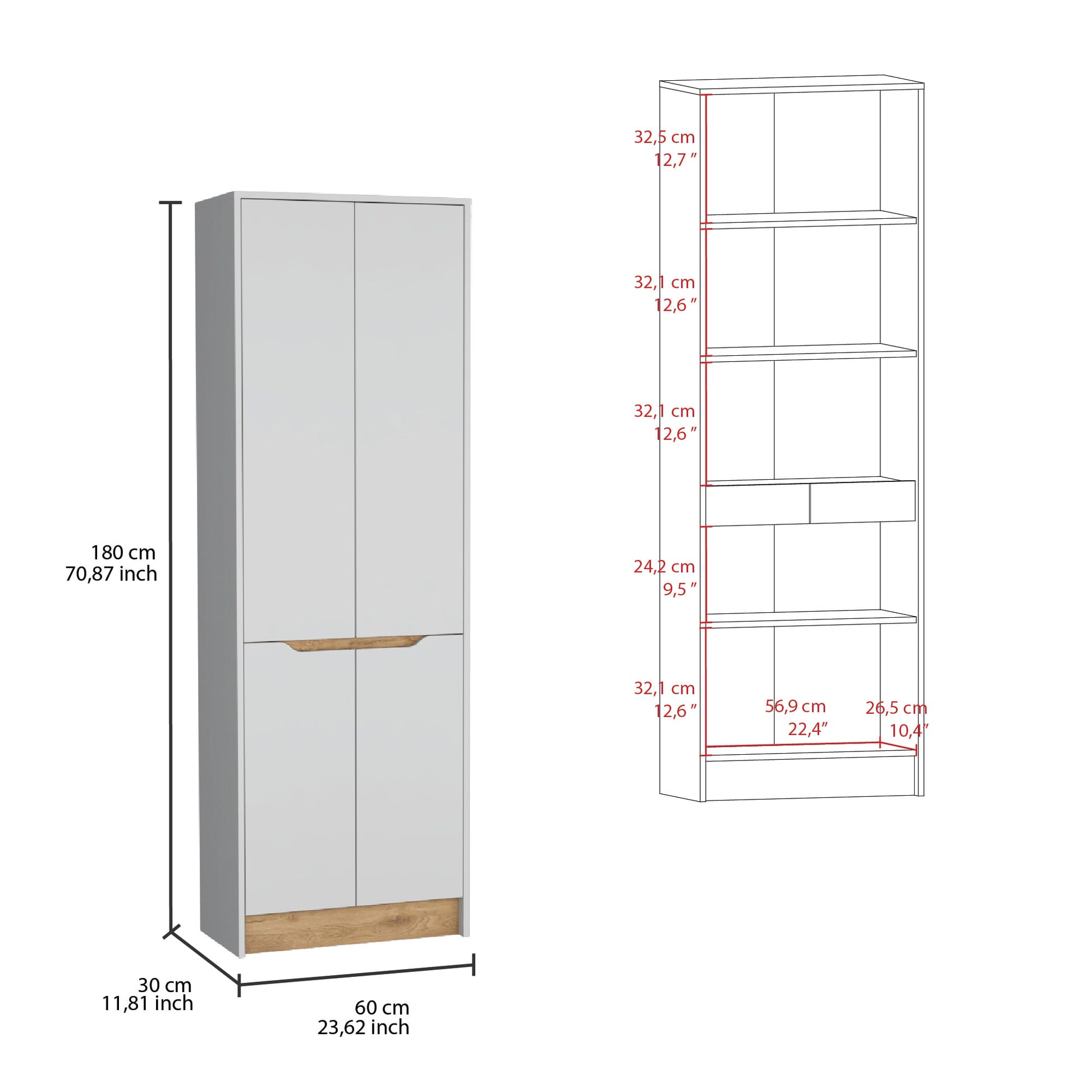 Alacena Sencilla Soler 180X60 Rta Blanco Macadamia