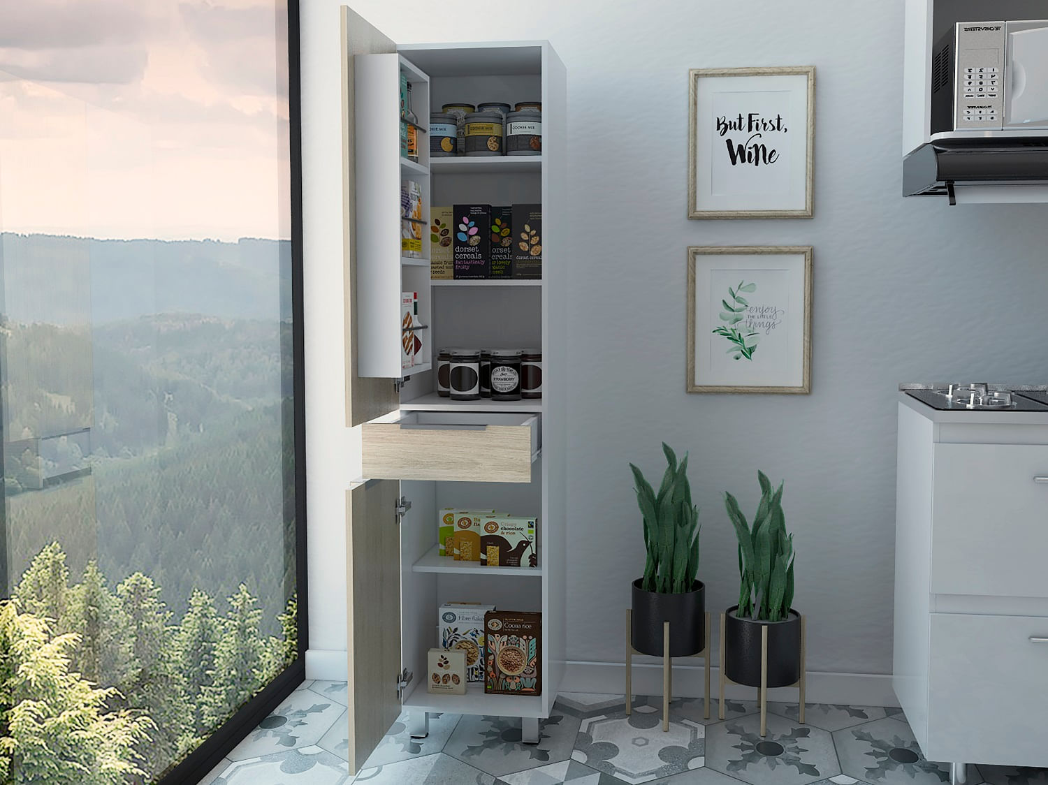 Alacena Melia 180  Blanco Rovere
