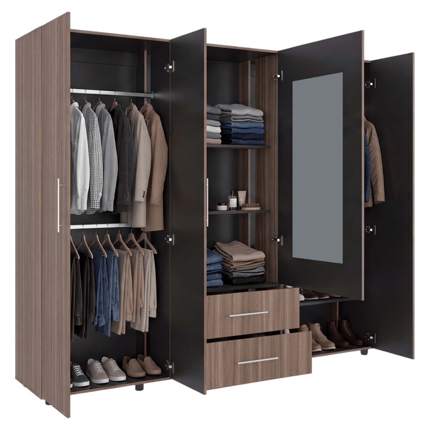 Closet Bigaf Espejo 200X230X48 Rta Avellana Wengue