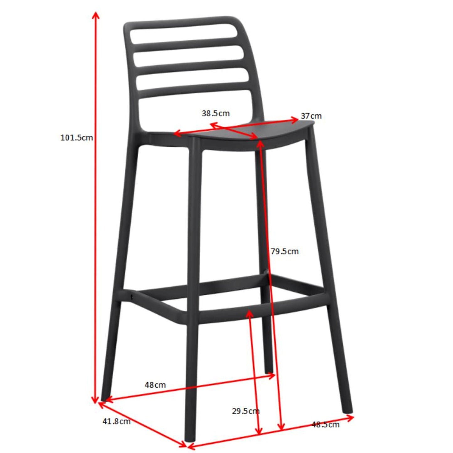 Silla Bar Palawan 101X37X51 Rta Negro
