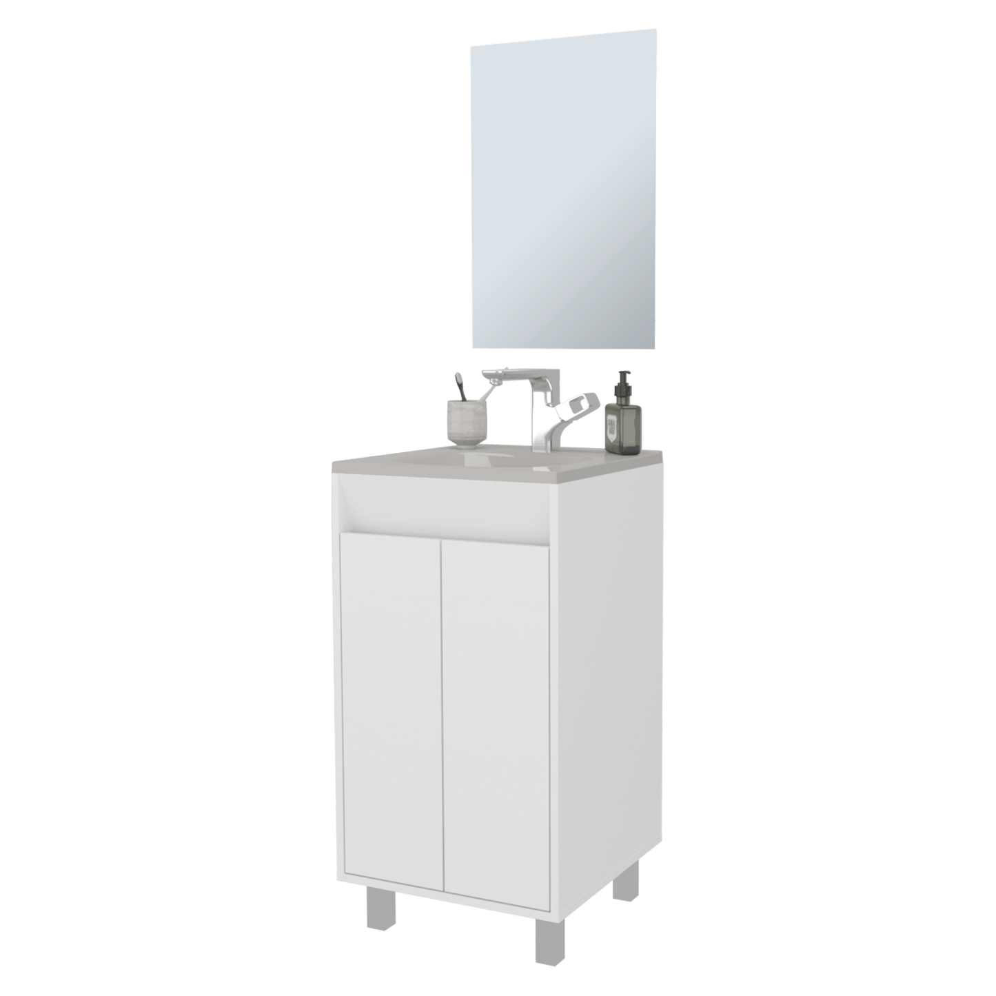 Set Mueble De Baño Brandy + Espejo 84X45X45 Rta Bolonia Blanco Mqz Zf