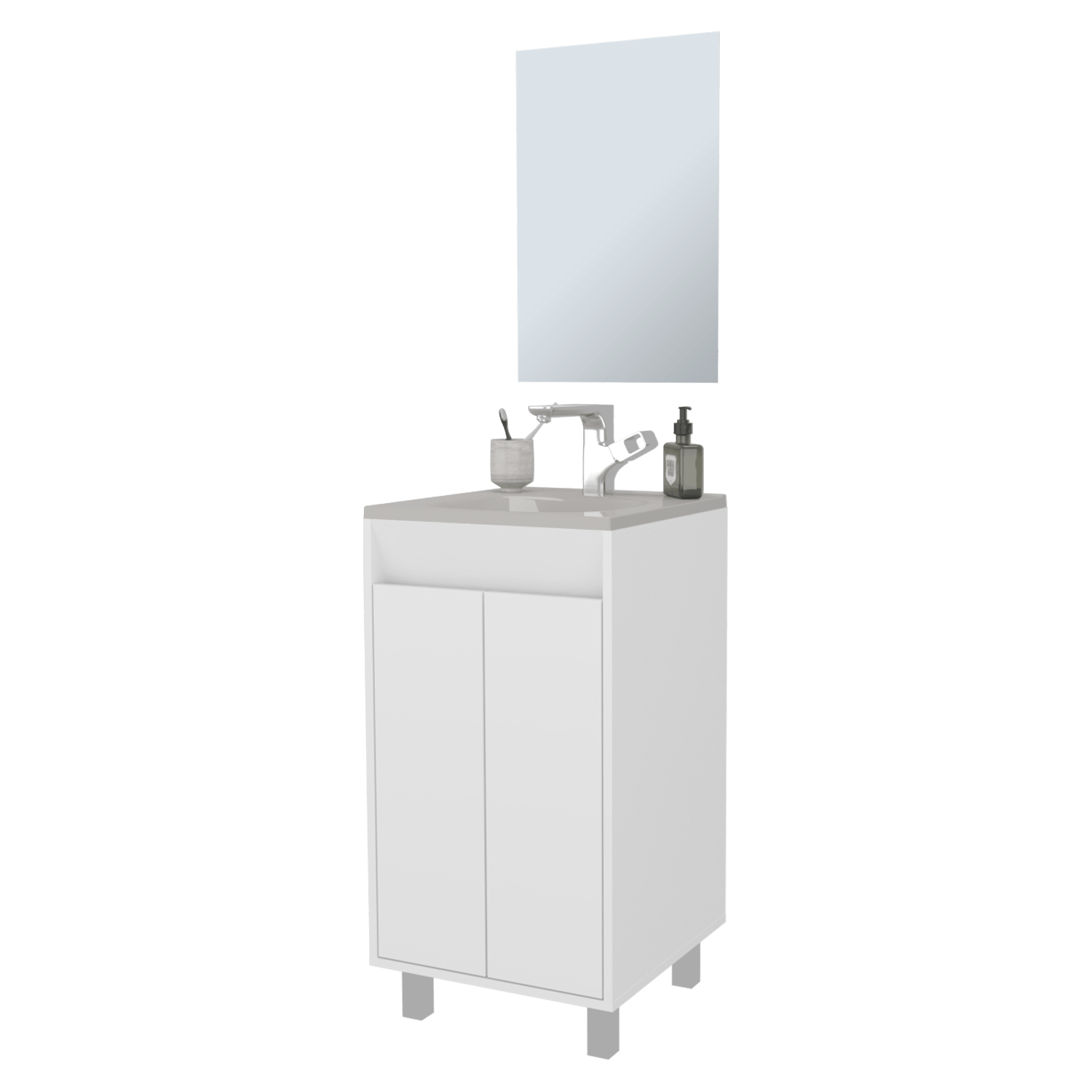 Set Mueble De Baño Brandy + Espejo 84X45X45 Rta Bolonia Blanco Mqz Zf