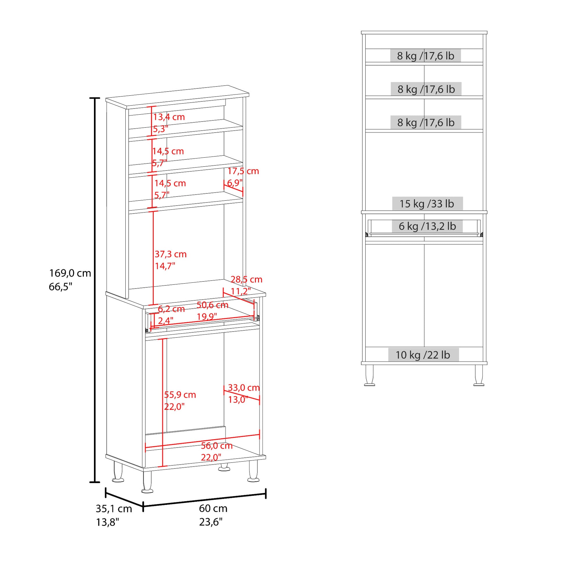Alacena Cocina Kitchen Paris 60X169X35 Rta Duna Blanco