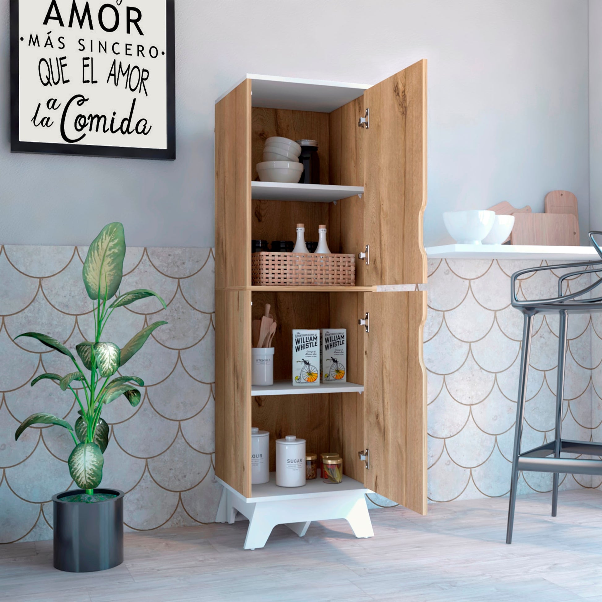 Alacena Cocina Bicolor 2P 150X45S40 Rta Duna Blanco