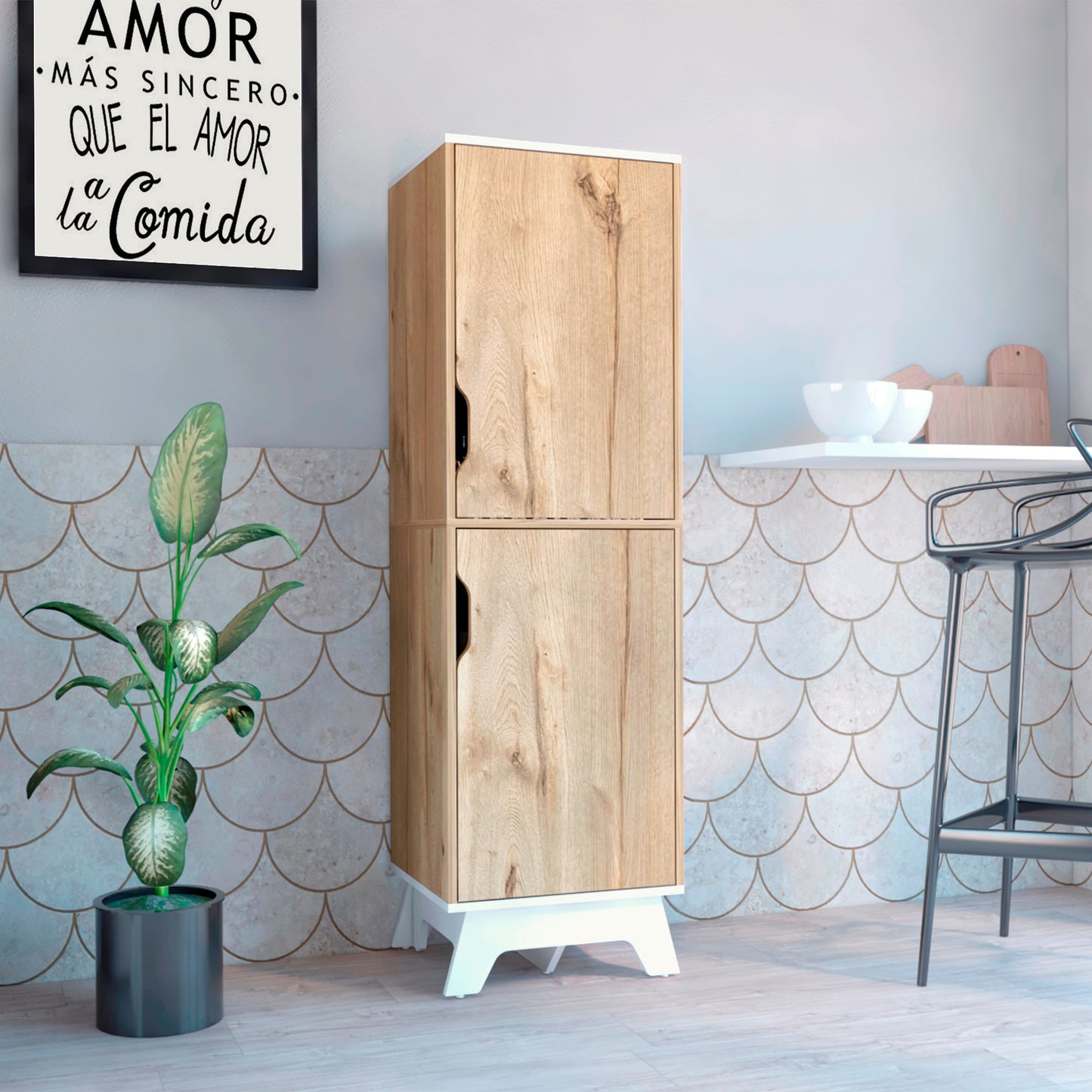 Alacena Cocina Bicolor 2P 150X45S40 Rta Duna Blanco