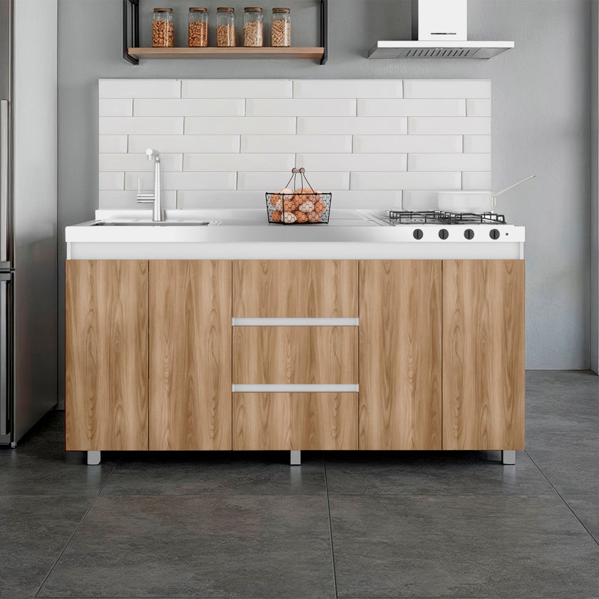 Mueble Inferior Cocina Boreal Izq 89X179X49 Rta Blanco Fresno