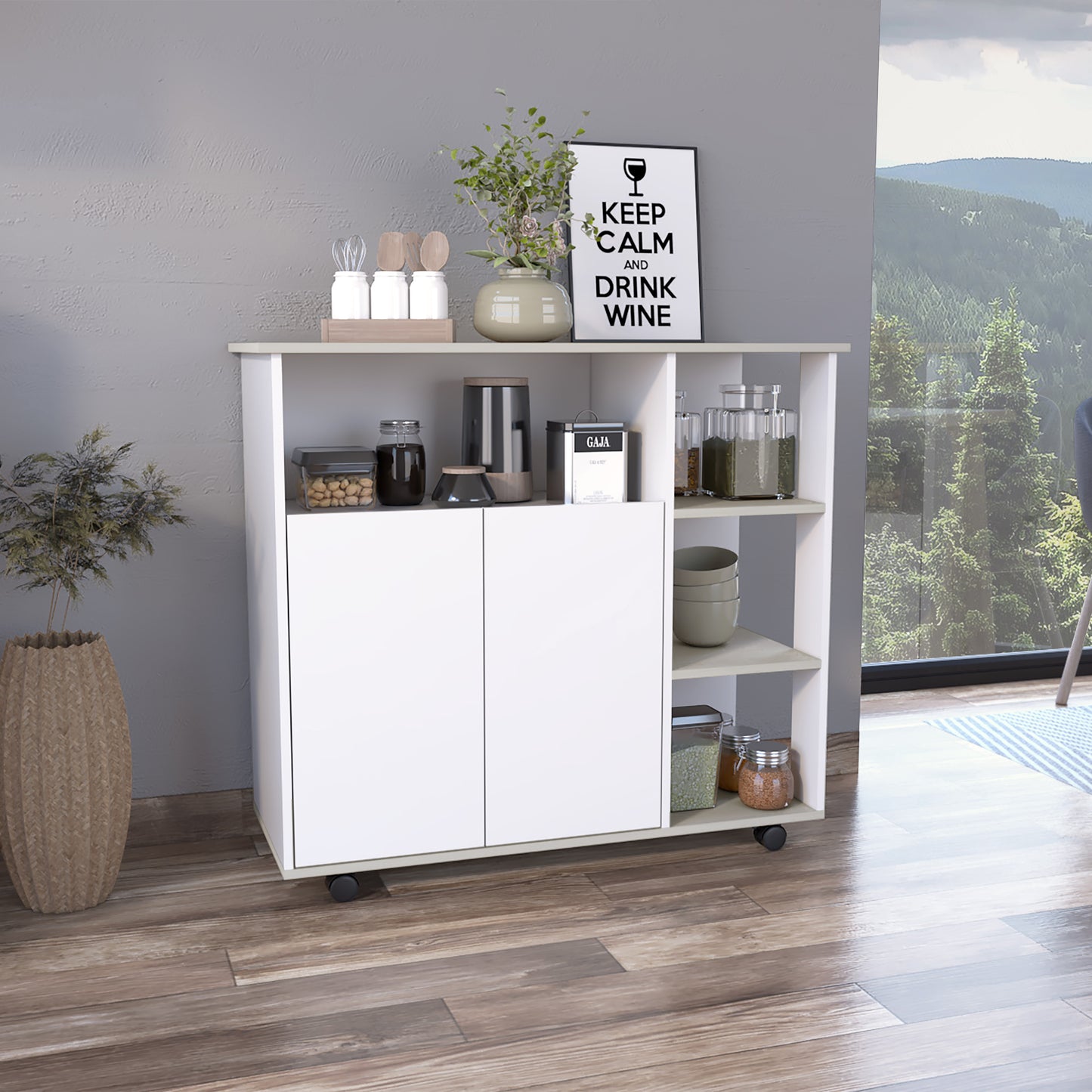 Meson De Cocina Paprika 90X100X40 Rta Blanco Niebla Zf