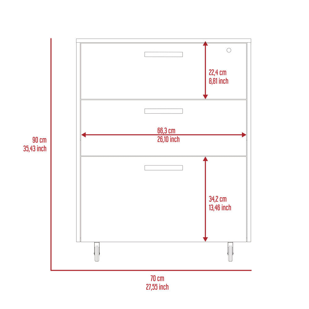 Gabinete Bajo 3 Cajones 90X70X40 Rta Wengue Zf