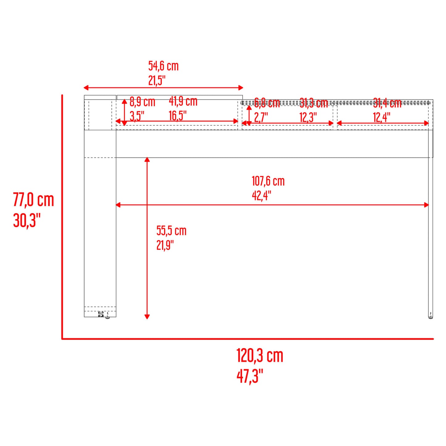 Tocador Maggie 77X120X43 Rta Blanco Cotta Zf