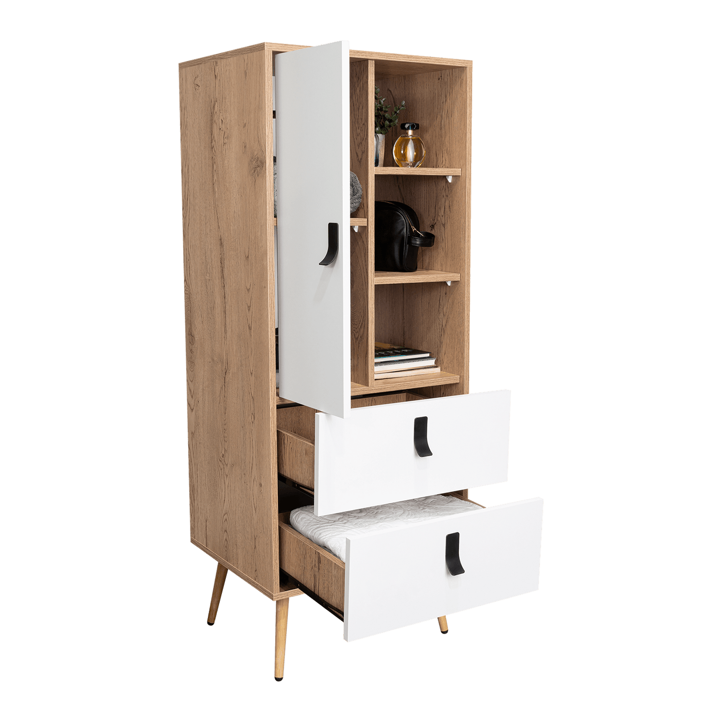 Comoda Alta Huna 142 X 51 Rta Macadamia Blanco