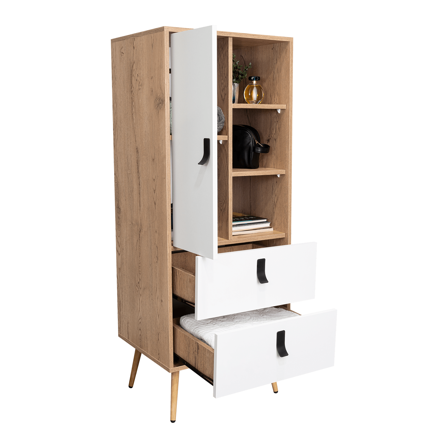 Comoda Alta Huna 142 X 51 Rta Macadamia Blanco
