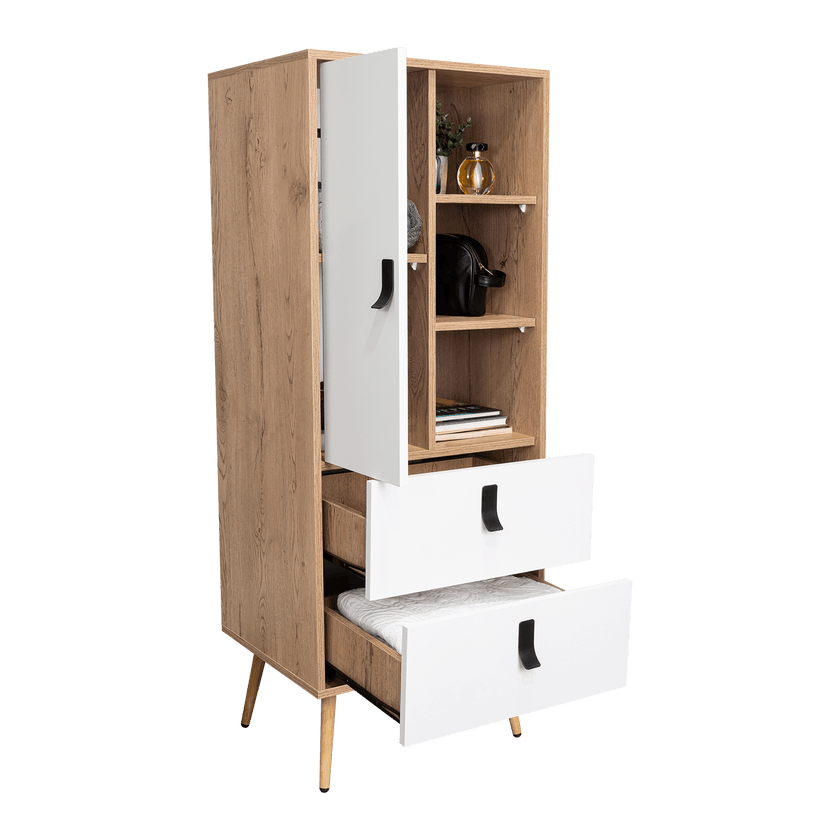 Comoda Alta Huna 142 X 51 Rta Macadamia Blanco