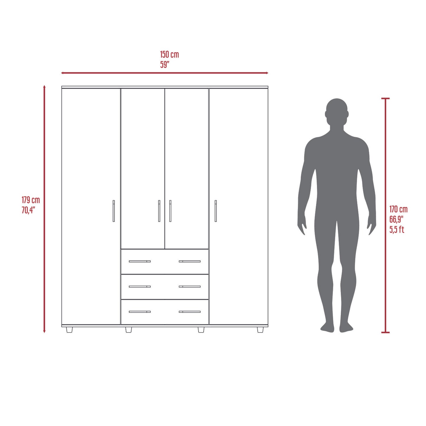 Closet Fontan 179X150X49 Rta Fresno Blanco