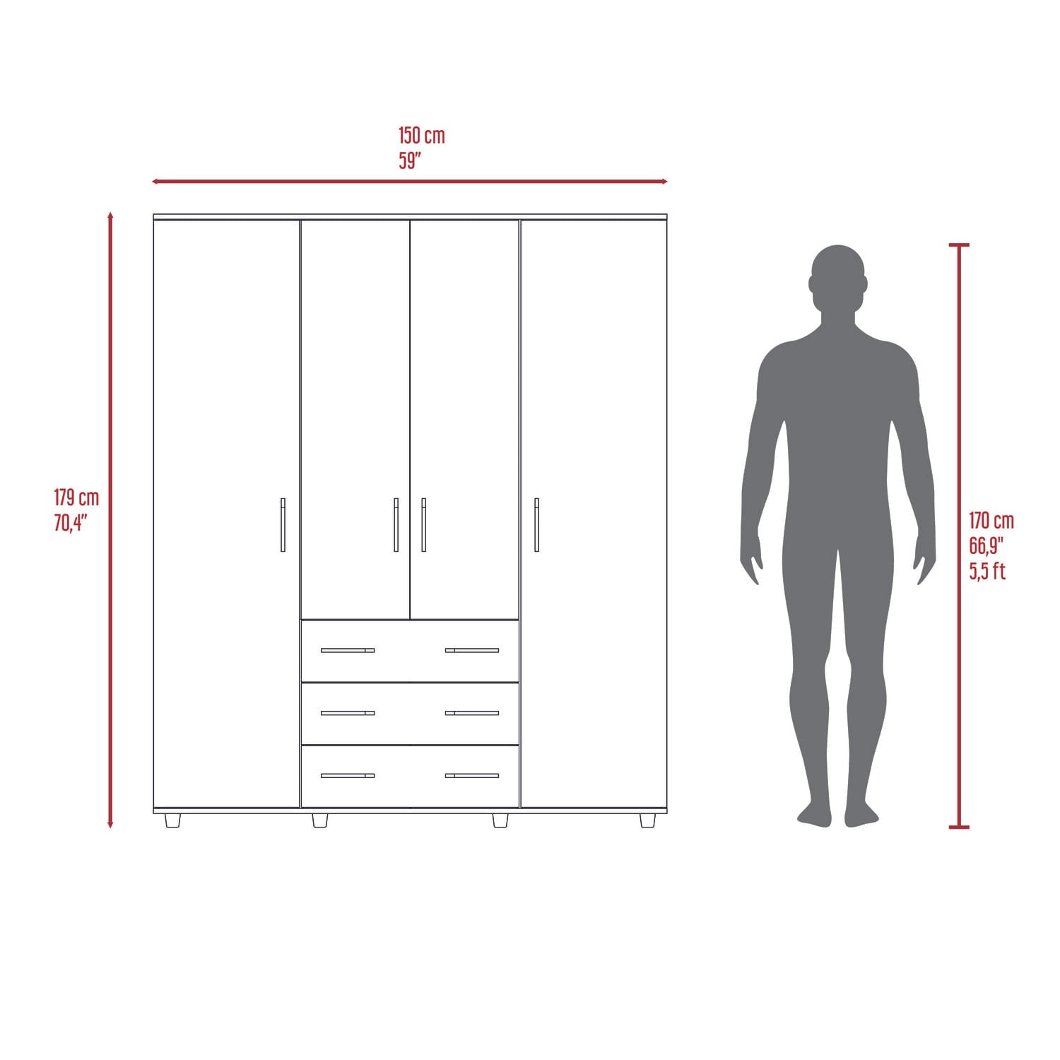Closet Fontan 179X150X49 Rta Fresno Blanco