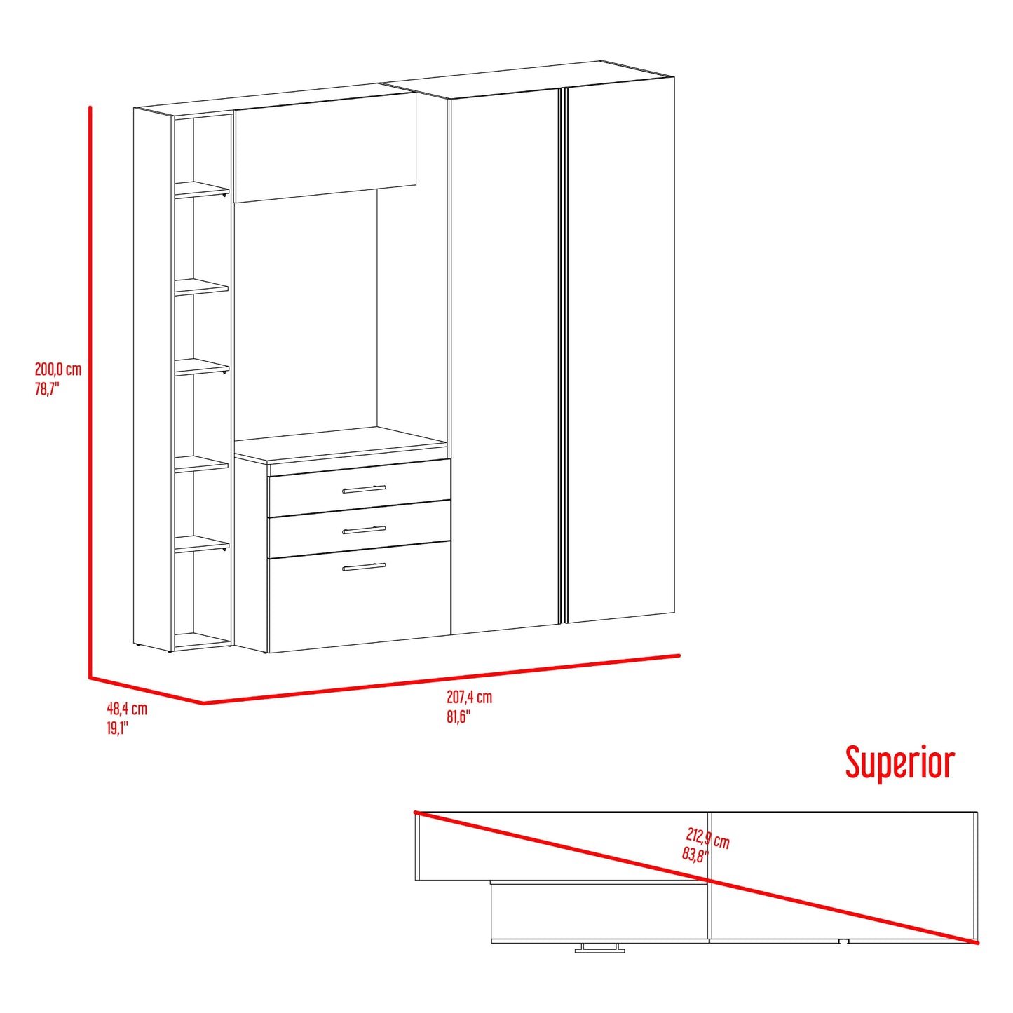 Closet Biblioteca Brunson 200X207X48 Rta Fresno Wengue