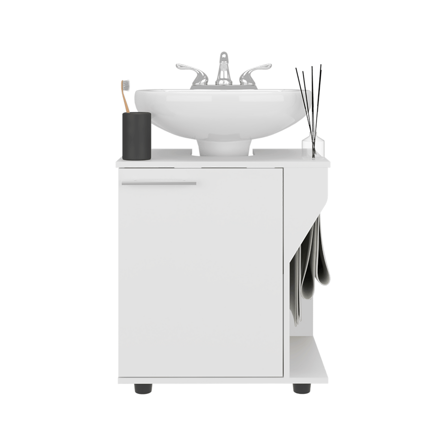 Mueble Lavamanos De Pedestal Phillips 62X56X41 Rta Blanco Zf